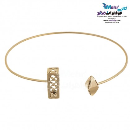 Gold Bangle Bracelet - Geometric Design-MB0650